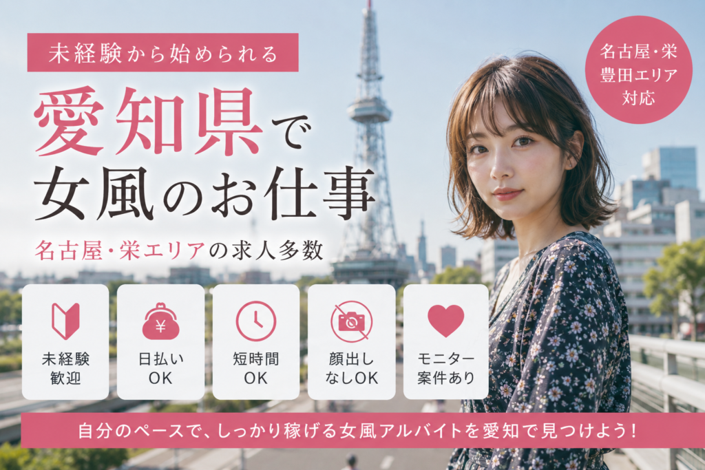 愛知の女性用風俗(女風)求人・名古屋の高収入モニター募集イメージ